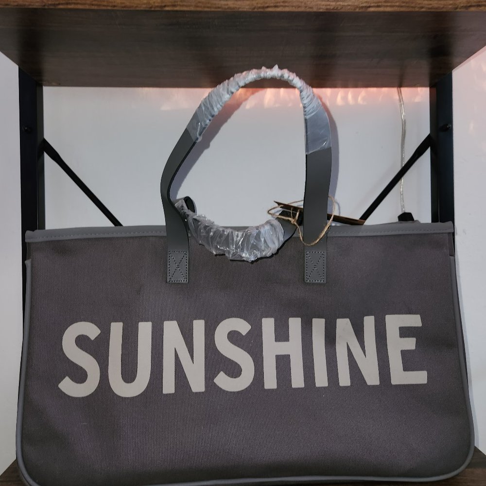 NWT Santa Barbara Brand Grey Canvas Tote "Sunshine"